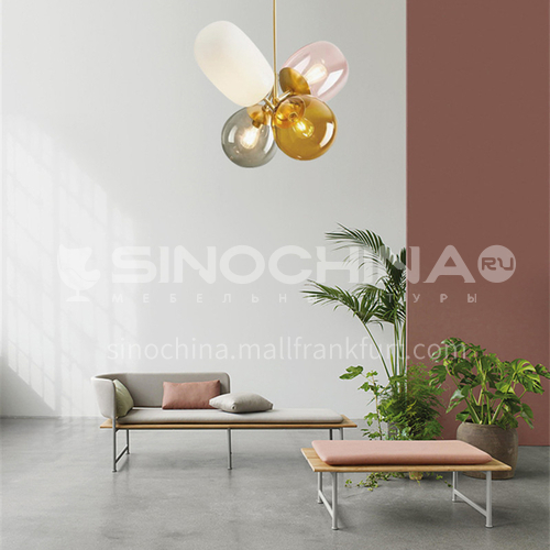 All copper modern glass balloon simple children's room lamp romantic bedroom lamp personalized restaurant study chandelier YDH-9016